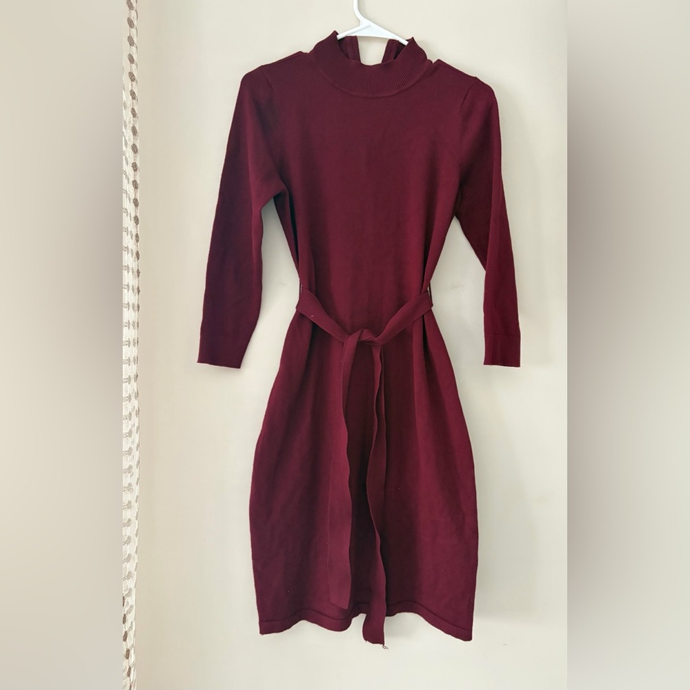 Elegant Burgundy Long-Sleeve Dress